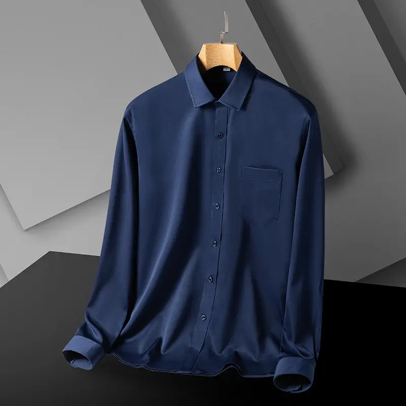 Men's Black Slim Fit Business Shirt with Pocket
