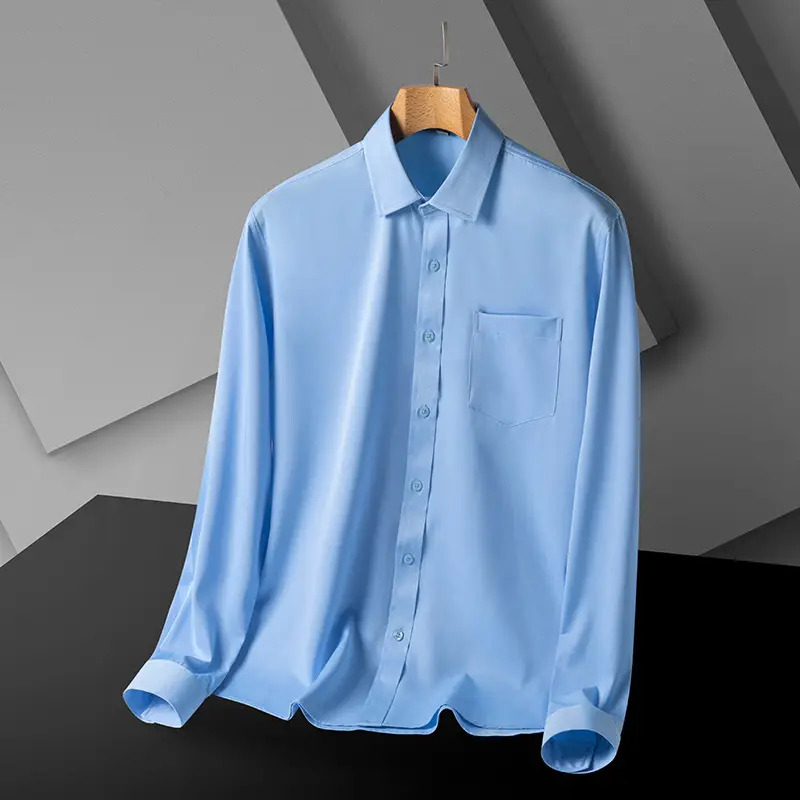 Men's Black Slim Fit Business Shirt with Pocket