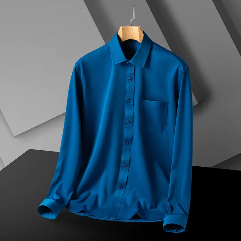 Men's Black Slim Fit Business Shirt with Pocket