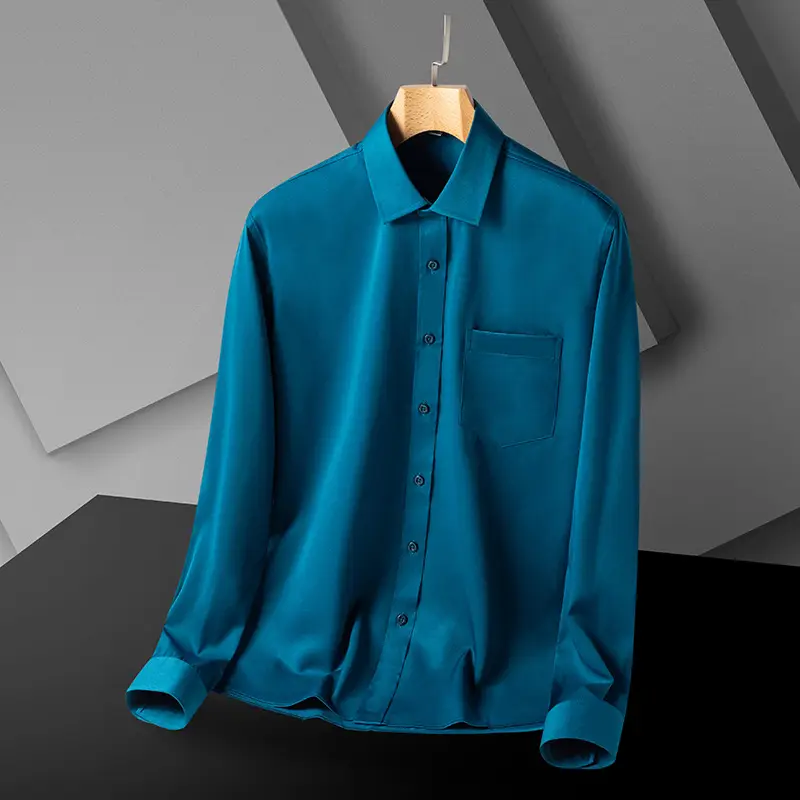 Men's Black Slim Fit Business Shirt with Pocket