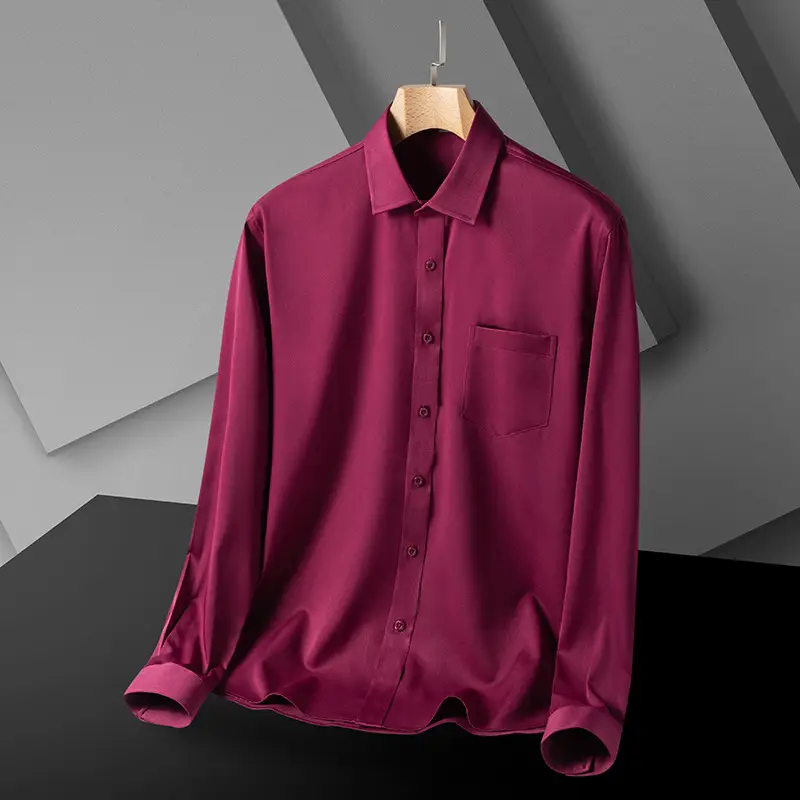 Men's Black Slim Fit Business Shirt with Pocket
