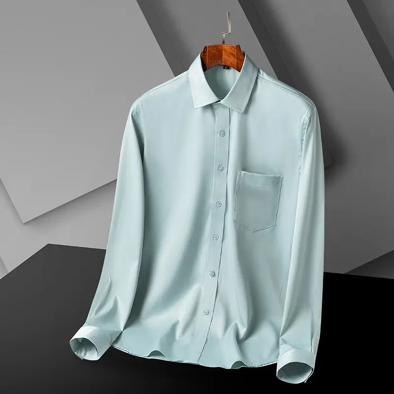 Men's Black Slim Fit Business Shirt with Pocket