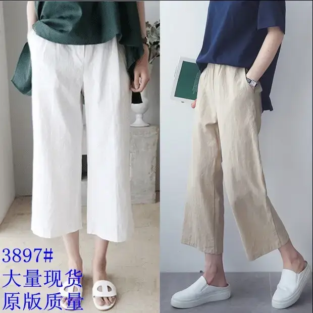 Women Cotton Linen Wide Leg Pants Spring Summer 2025 - Image 7
