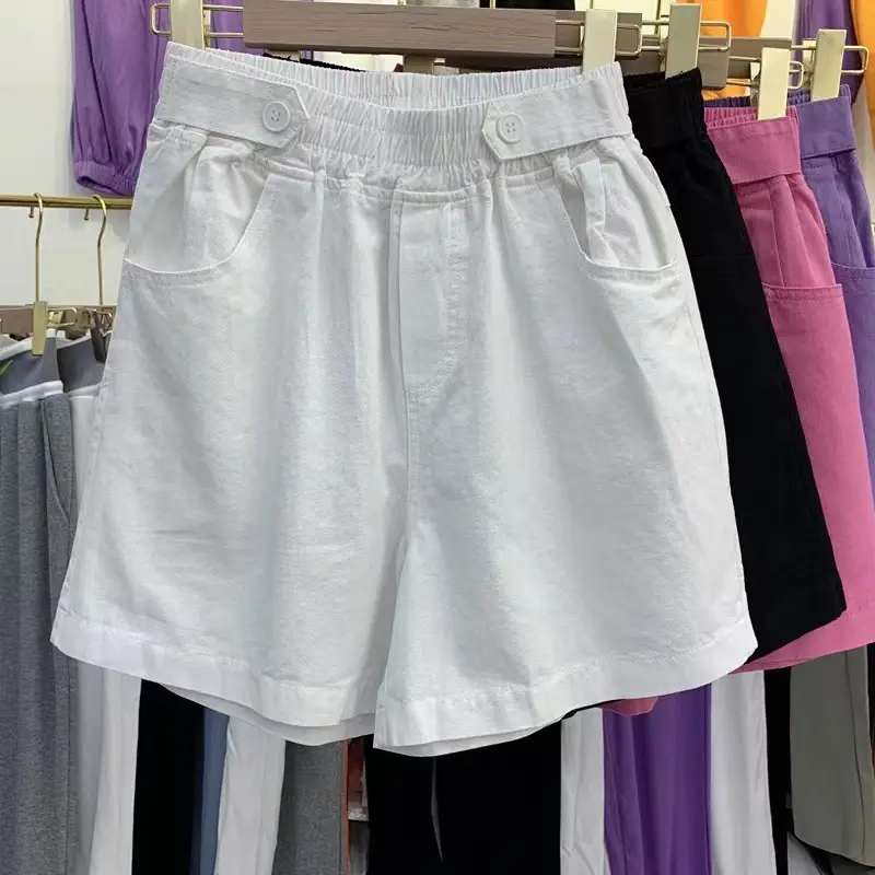 Women Purple High-Waist Wide Leg Shorts 2025