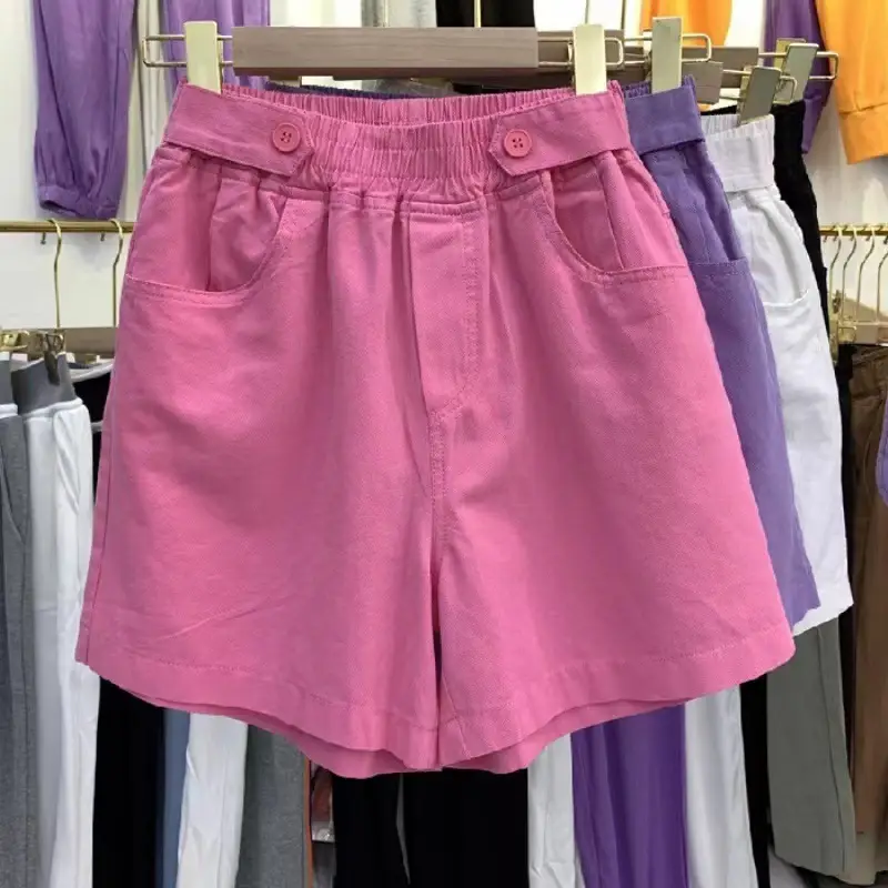 Women Purple High-Waist Wide Leg Shorts 2025