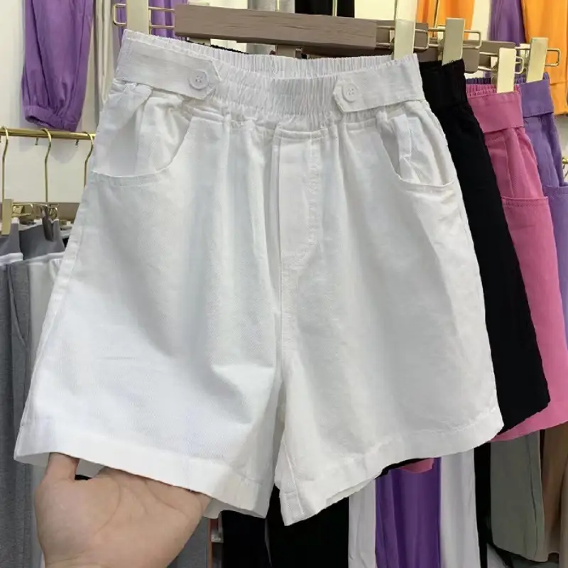 Women Purple High-Waist Wide Leg Shorts 2025