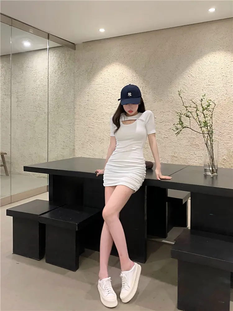 Women's White Hollow Neck Skirt Set Summer 2022 — feature 21