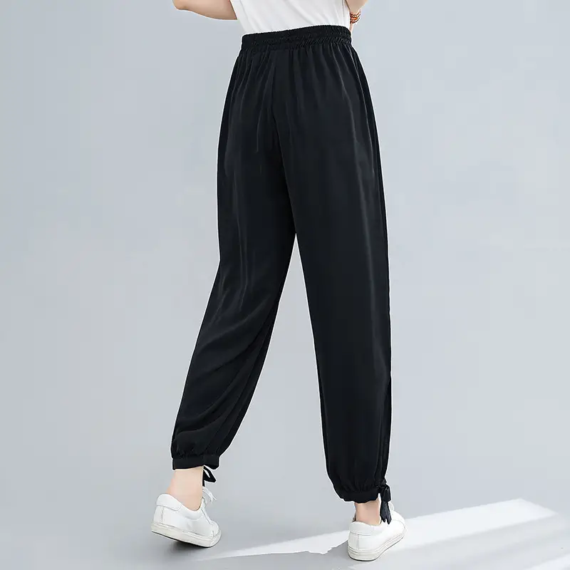 Plus-Size Black Elastic Waist Pants for Students - Image 4