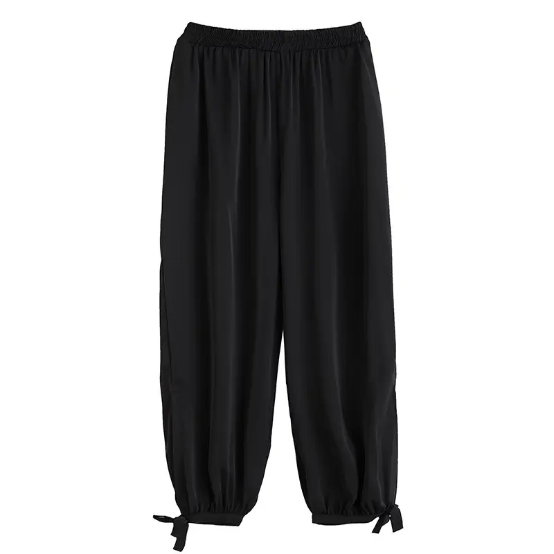 Plus-Size Black Elastic Waist Pants for Students - Image 5