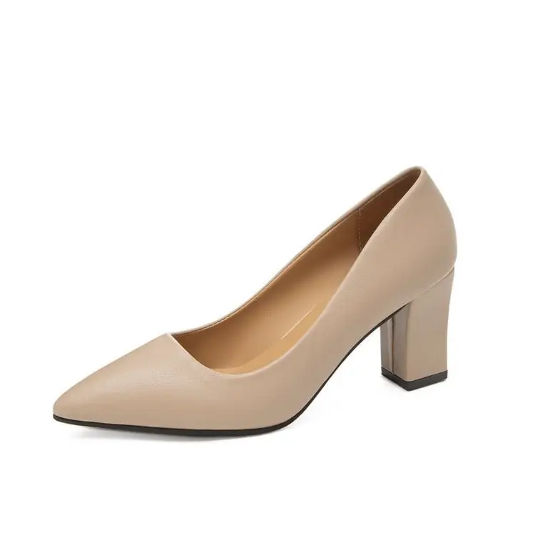 Women's Beige Pointed Toe Heeled Flats 2022 - Image 9