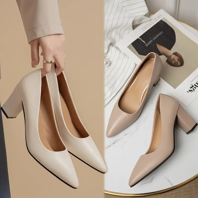 Women's Beige Pointed Toe Heeled Flats 2022 — feature 41