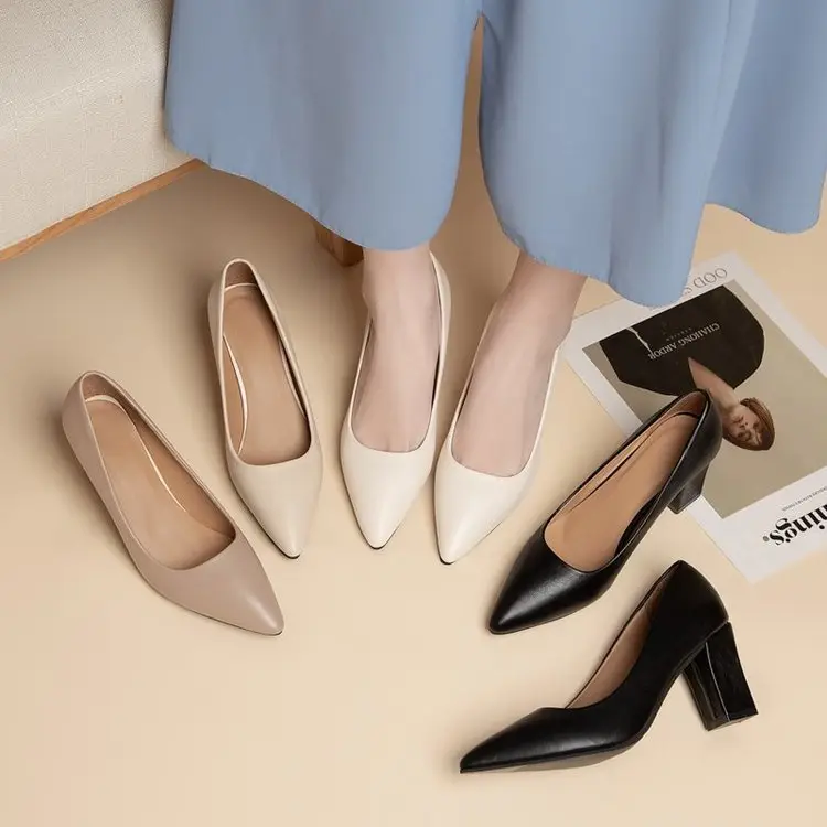 Women's Beige Pointed Toe Heeled Flats 2022 — feature 42