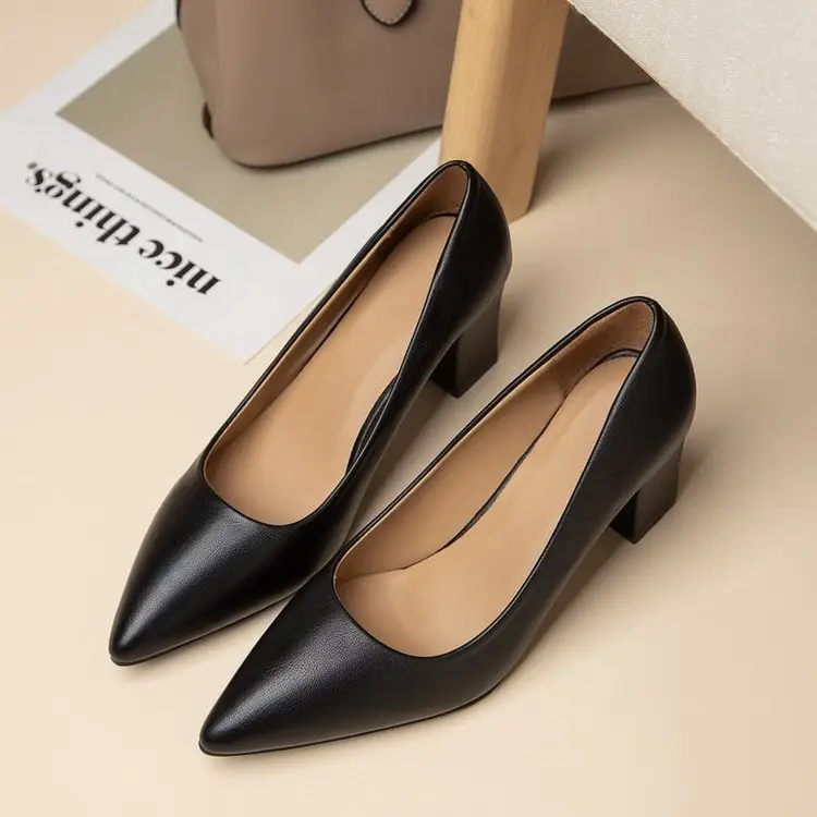 Women's Beige Pointed Toe Heeled Flats 2022 - Image 2