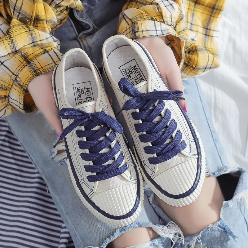 Ins Trendy Shoes Spring New Korean Style Low-Top Canvas Shoes Women's Biscuit Shoes Student Rubber Shoes Vulcanized Shoes Sneakers F110 - Image 2