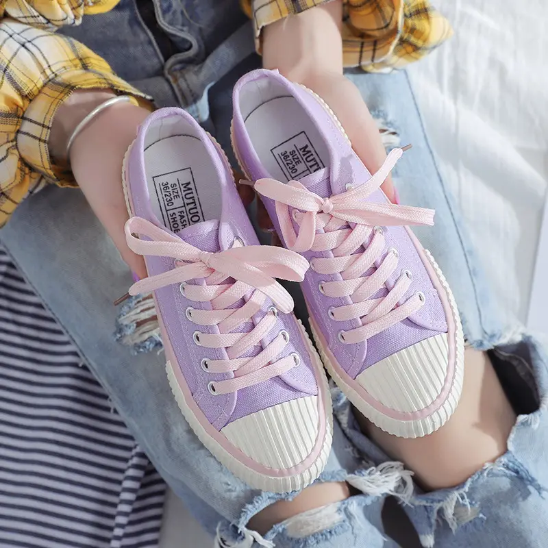Ins Trendy Shoes Spring New Korean Style Low-Top Canvas Shoes Women's Biscuit Shoes Student Rubber Shoes Vulcanized Shoes Sneakers F110 - Image 3