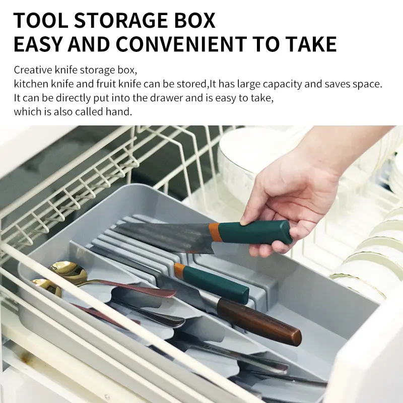 Green Kitchen Storage Drawer with Knife & Fork Slots - Image 4