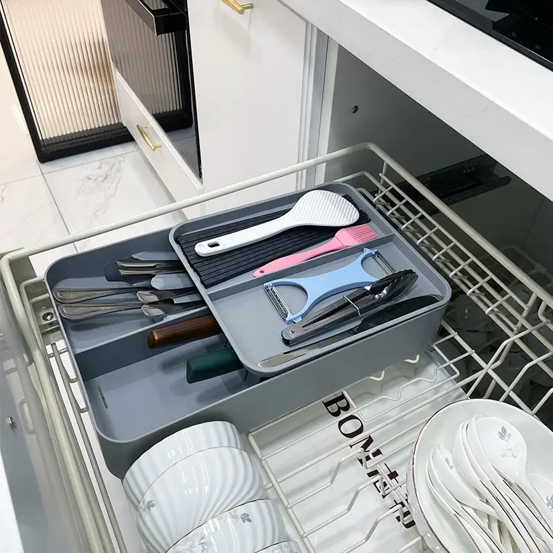Green Kitchen Storage Drawer with Knife & Fork Slots - Image 5