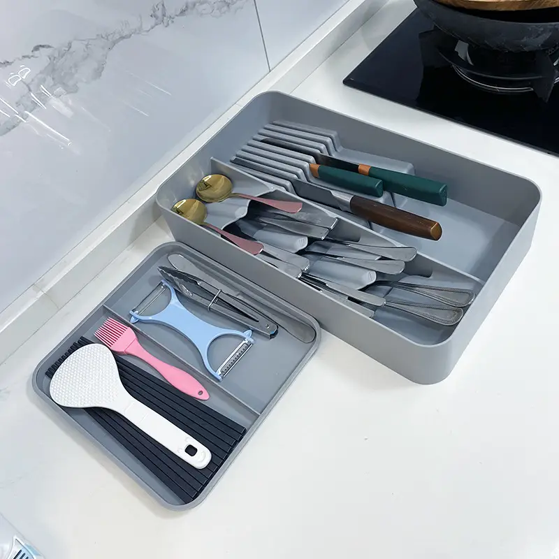 Green Kitchen Storage Drawer with Knife & Fork Slots - Image 6