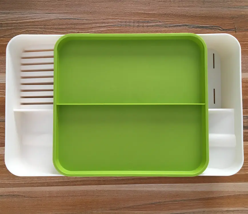 Green Kitchen Storage Drawer with Knife & Fork Slots - Image 2