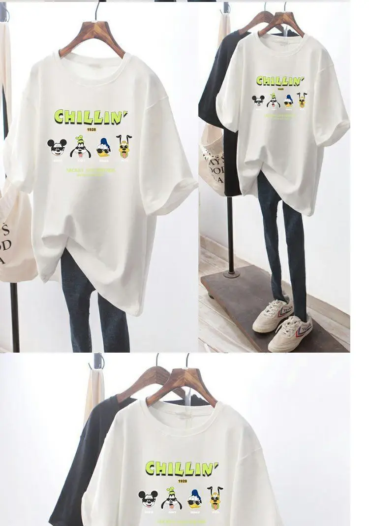 Women Chillin' Graphic T-Shirt Black Mid Length — feature 12