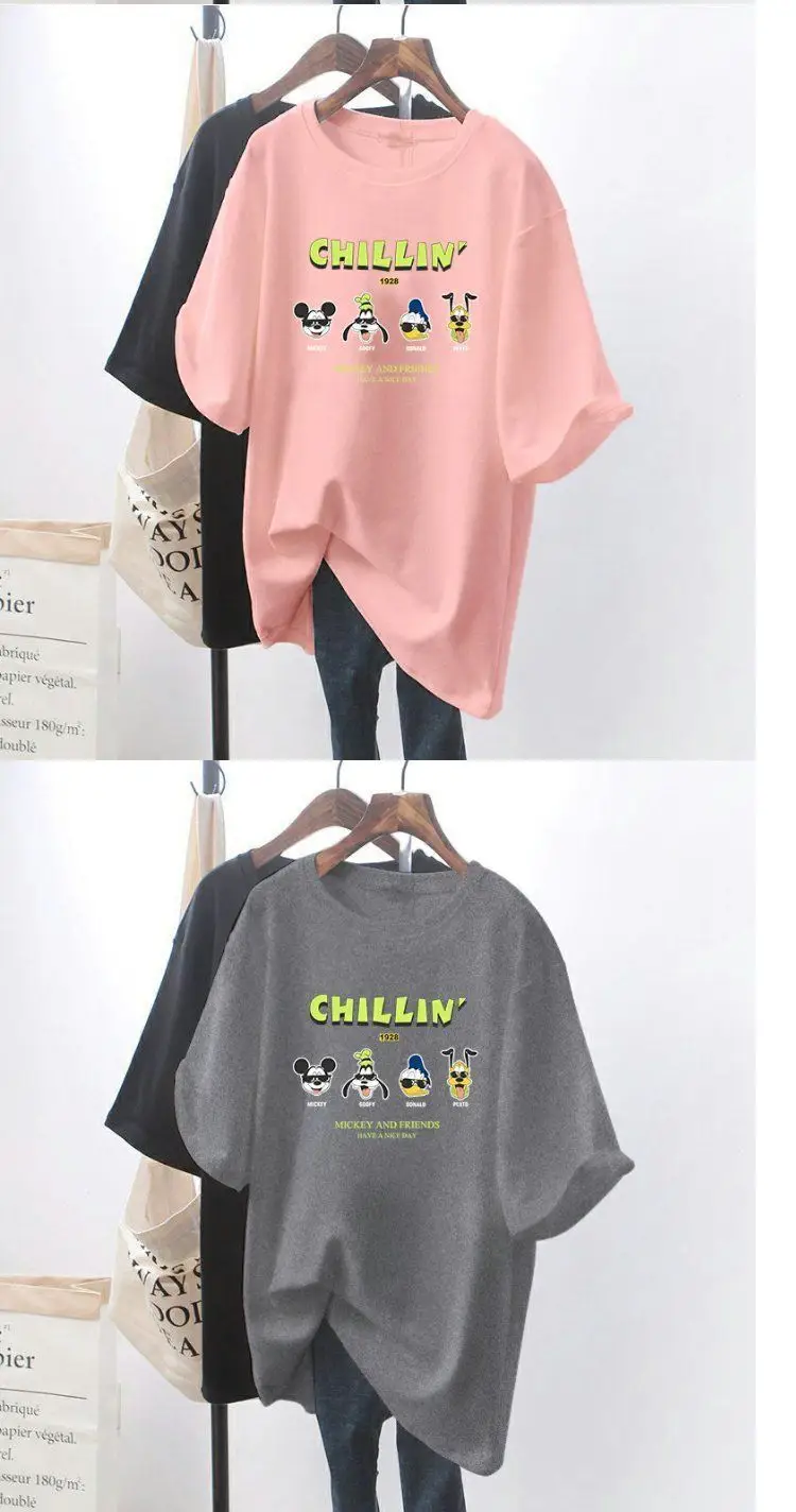 Women Chillin' Graphic T-Shirt Black Mid Length — feature 14