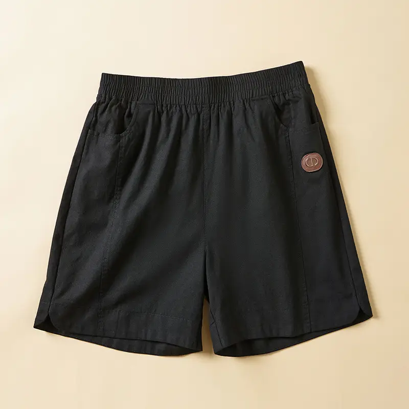 Women Black High Waist Shorts Summer Casual Loose Slimming
