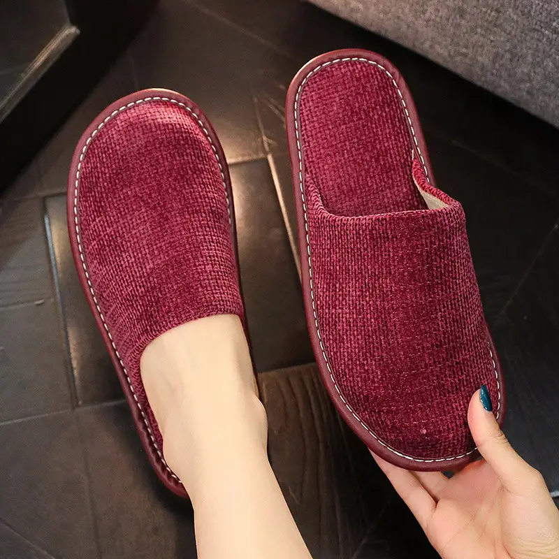 Winter Indoor Home Cotton Slippers Autumn and Winter Men and Women Couple Floor Non-slip Warm Soft Bottom Plush Slippers Home - Image 2