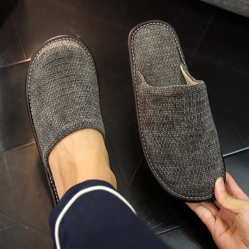 Winter Indoor Home Cotton Slippers Autumn and Winter Men and Women Couple Floor Non-slip Warm Soft Bottom Plush Slippers Home - Image 4