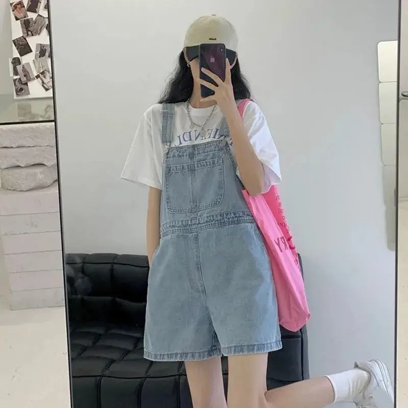 Denim Overalls Women 2023 Summer Loose Slimming Shorts