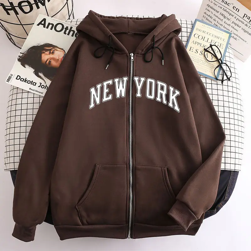 Brooklyn 1989 Zipper Hoodie Brown - Image 21
