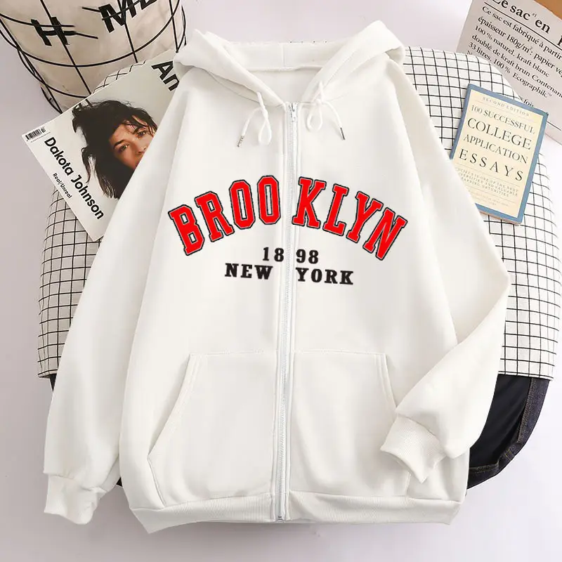 Brooklyn 1989 Zipper Hoodie Brown - Image 8