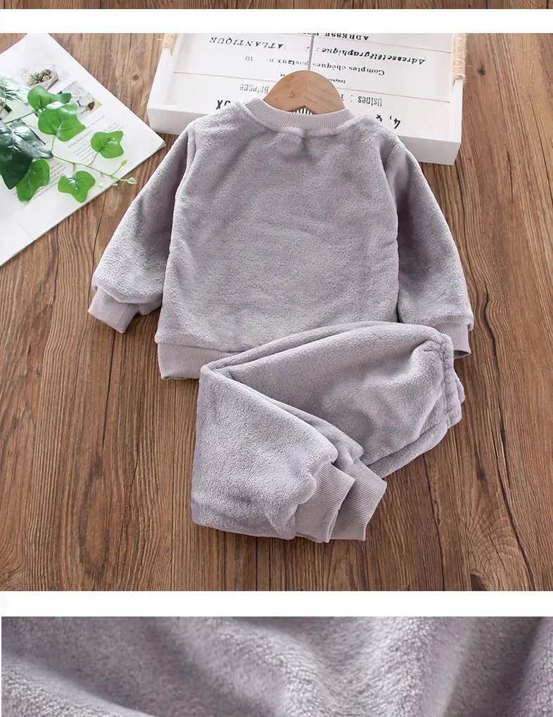 Children's Autumn and Winter Flannel Pajamas for Boys and Girls, Autumn and Winter Coral Velvet Suits, Home Bear Thickeneded Home Clothes — feature 12