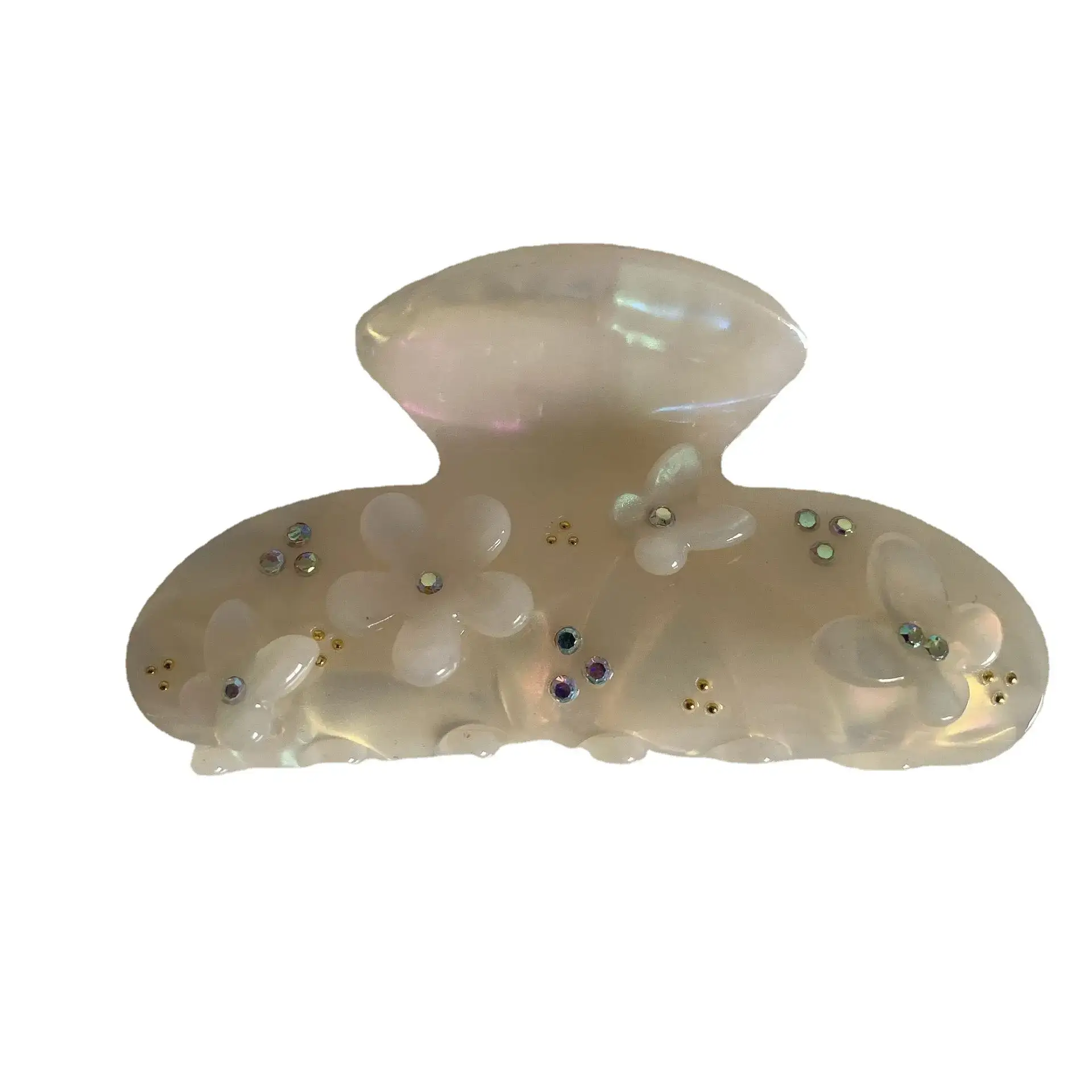 Elegant White Hair Clip with Floral Butterfly Design - Image 8