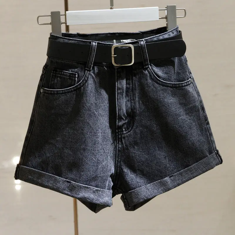 Black Denim Shorts Women High Waist Loose Fit Casual - Image 5