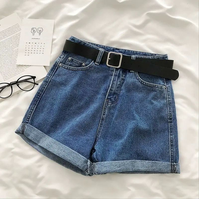 Black Denim Shorts Women High Waist Loose Fit Casual - Image 4