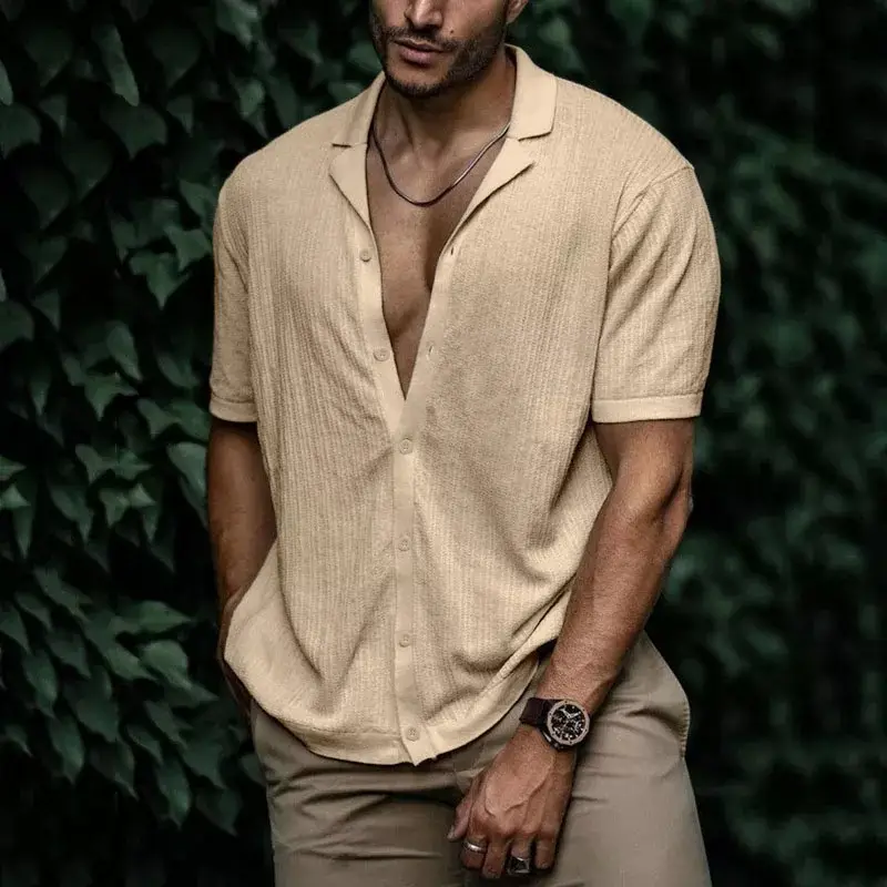 Men Orange V-Neck Short Sleeve T-Shirt - Image 8