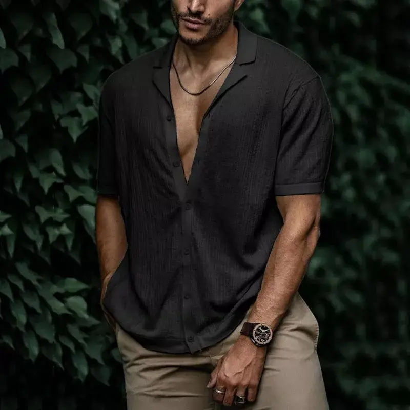 Men Orange V-Neck Short Sleeve T-Shirt - Image 10
