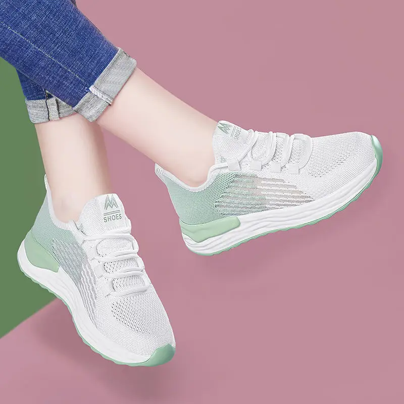 2024 Autumn Women's Shoes for Foreign Trade Cross-Border E-Commerce, Breathable White Sneakers, Flat Ultra-Light Sports Shoes for Women, Wholesale Lightweight - Image 4