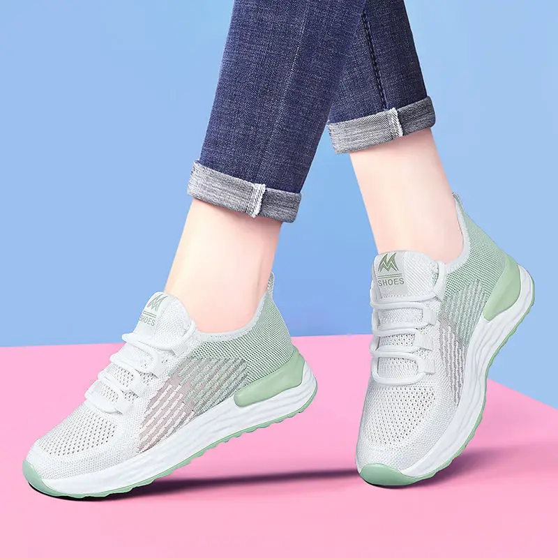 2024 Autumn Women's Shoes for Foreign Trade Cross-Border E-Commerce, Breathable White Sneakers, Flat Ultra-Light Sports Shoes for Women, Wholesale Lightweight — feature 25