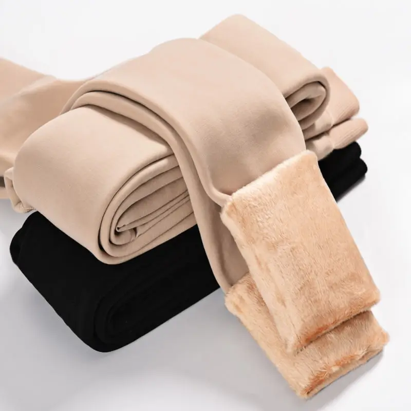 Fleece Lined High Elastic Bare Foot Pants for Women - Image 9