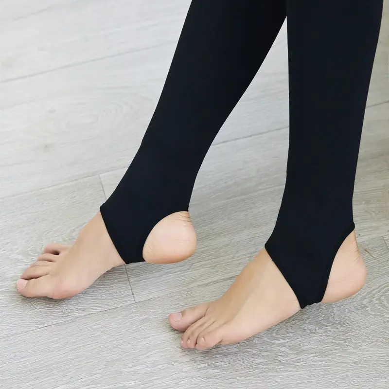 Fleece Lined High Elastic Bare Foot Pants for Women - Image 3