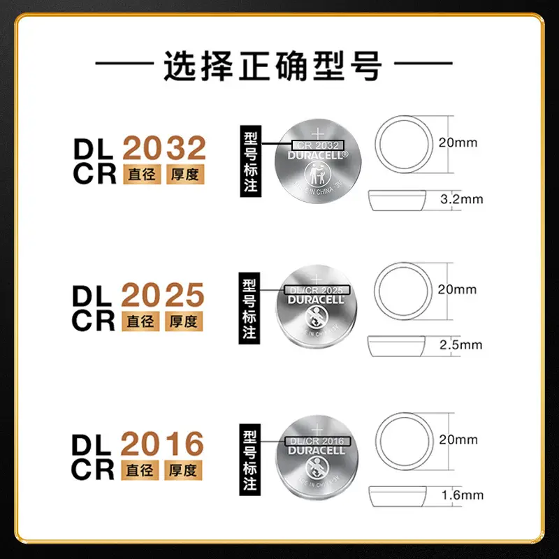 Duracell button cell CR2032 button cell 3V lithium battery 2 grain loading key electronic factory wholesale