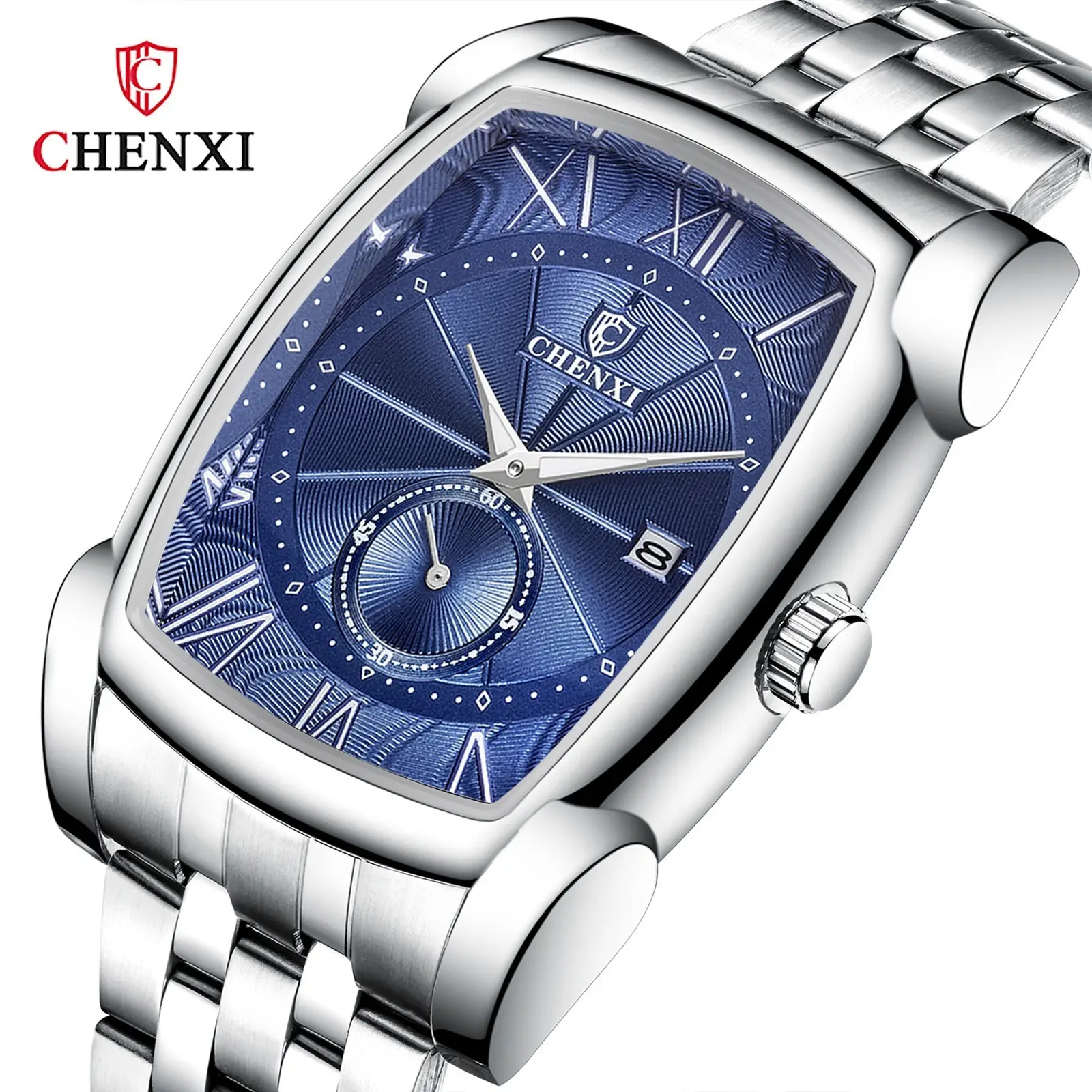 Men's Square Chenxi Quartz Watch Gold Leather Strap - Image 14