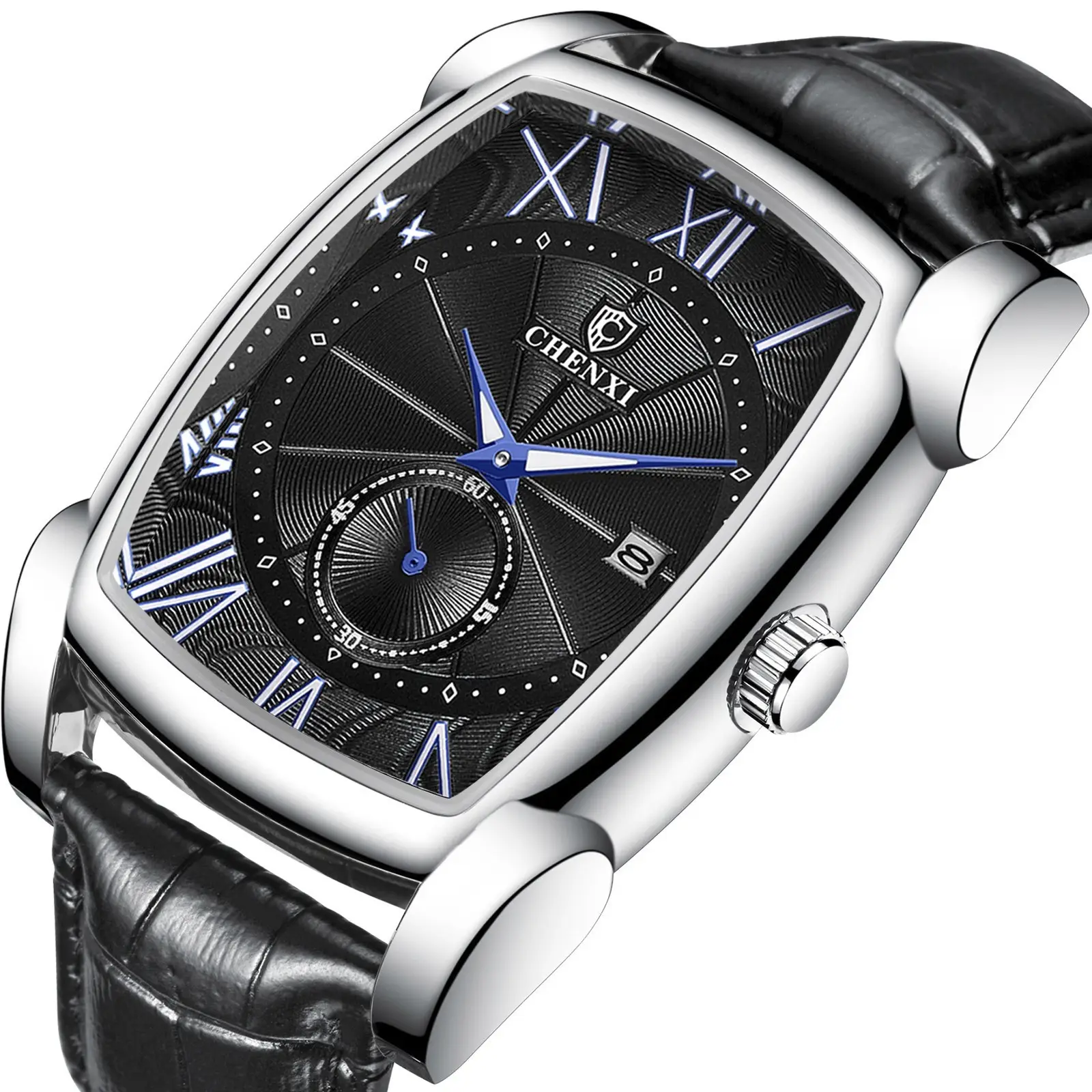 Men's Square Chenxi Quartz Watch Gold Leather Strap - Image 16