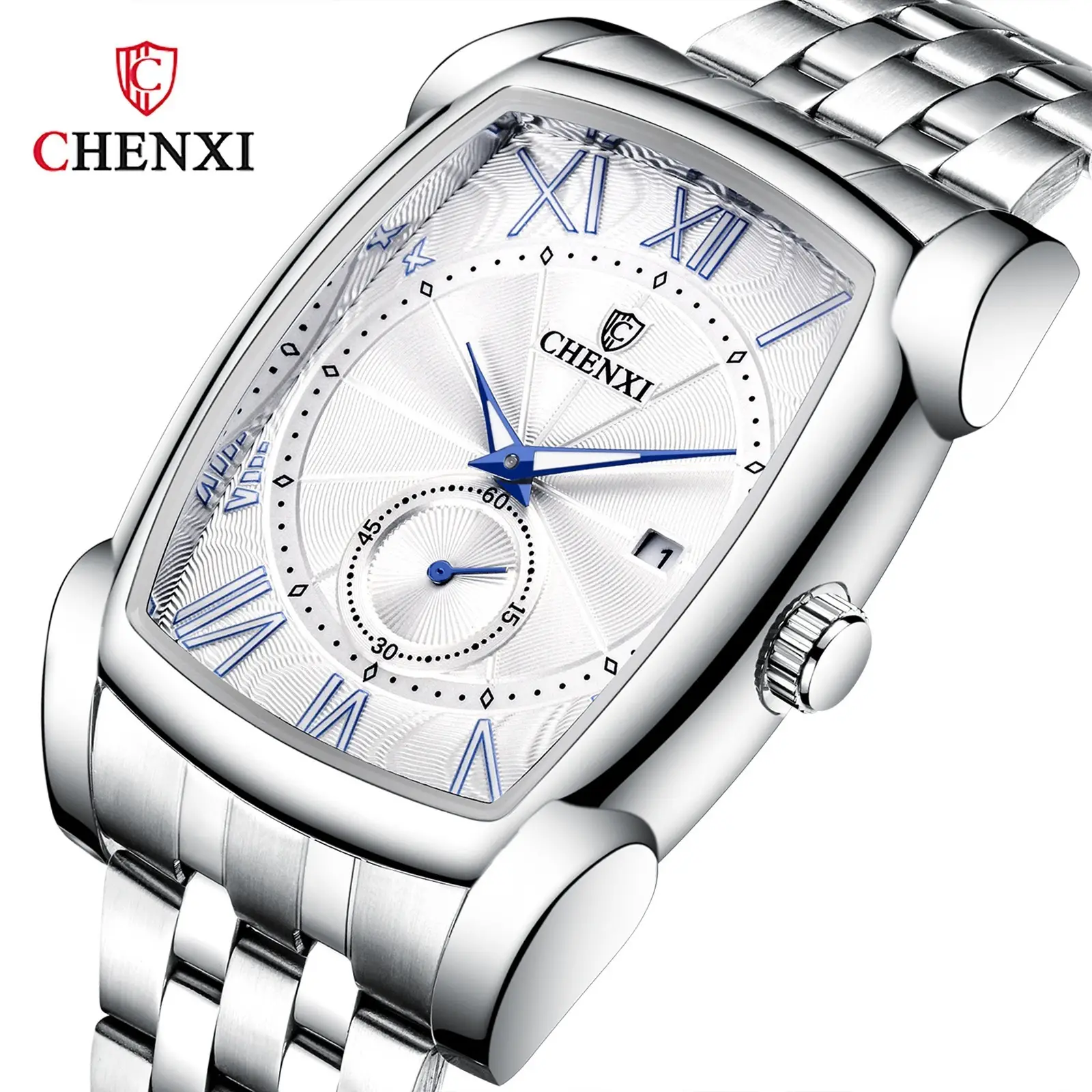 Men's Square Chenxi Quartz Watch Gold Leather Strap - Image 10