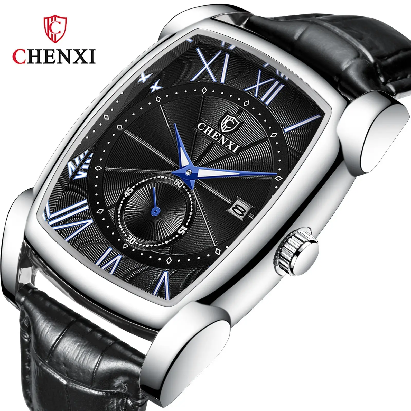 Men's Square Chenxi Quartz Watch Gold Leather Strap - Image 6