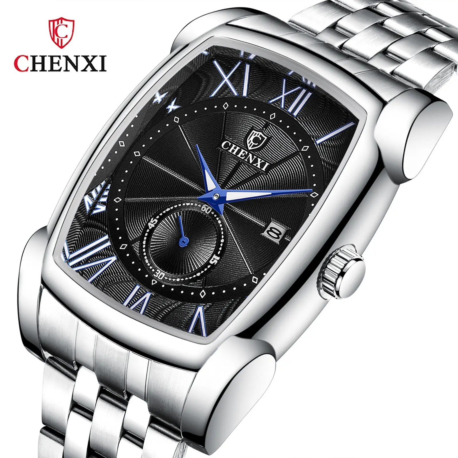 Men's Square Chenxi Quartz Watch Gold Leather Strap - Image 9