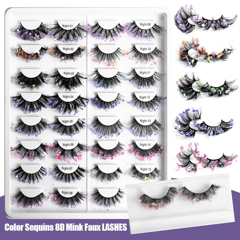 False Eyelashes Velvet Glitter Black Night-04