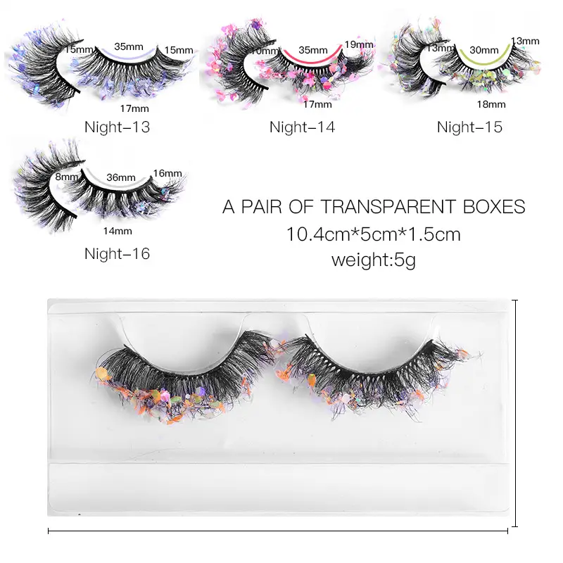 False Eyelashes Velvet Glitter Black Night-04