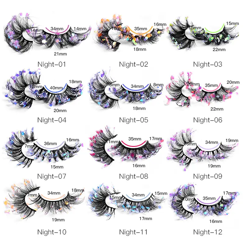 False Eyelashes Velvet Glitter Black Night-04